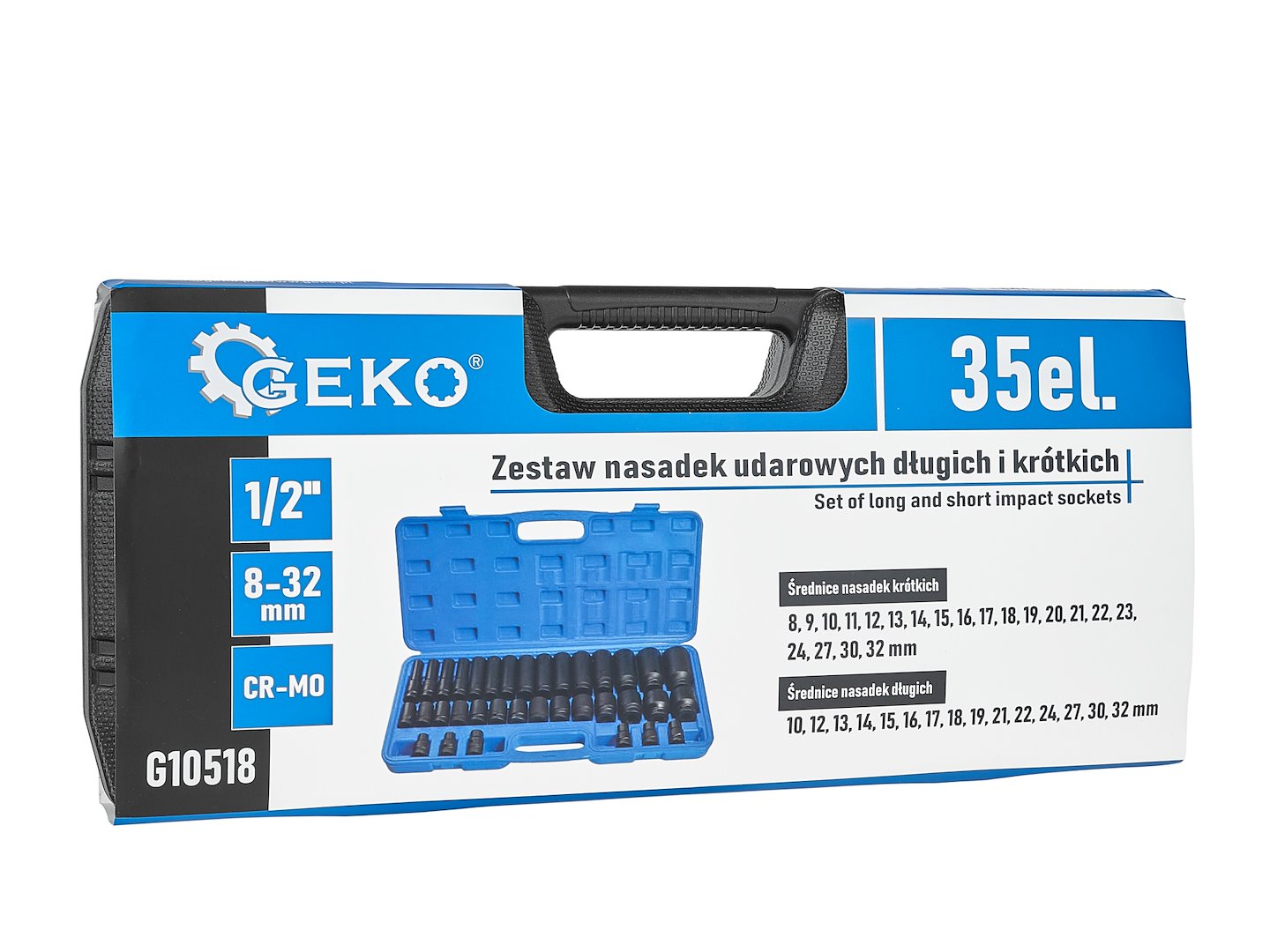 Set tubulare de impact 1 / 2", 8-32 mm, 35 bucati, Geko G10518