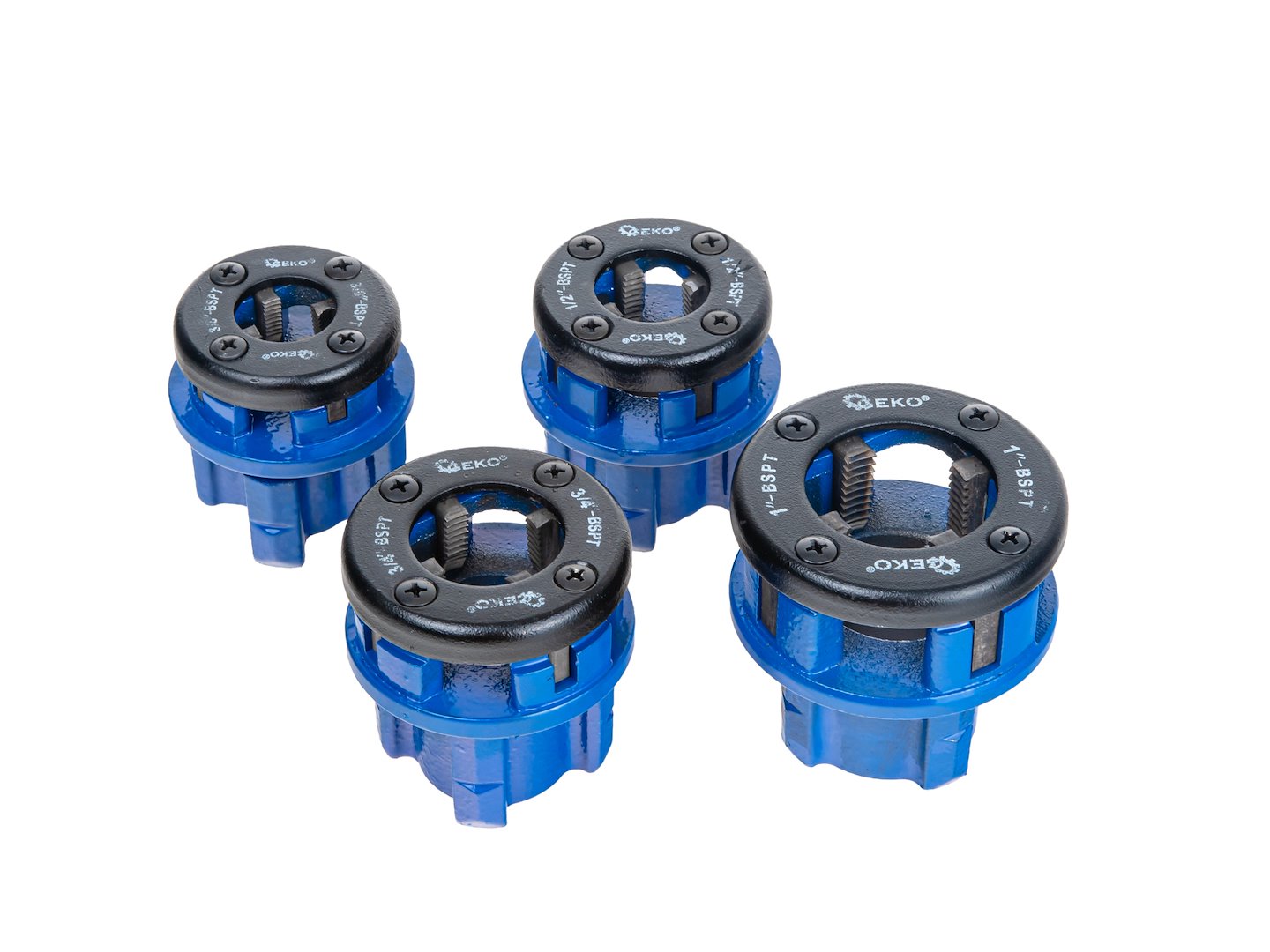 Set dispozitiv manual de infiletat tevi, 3/8"-1", 4 bucati, Geko G00998