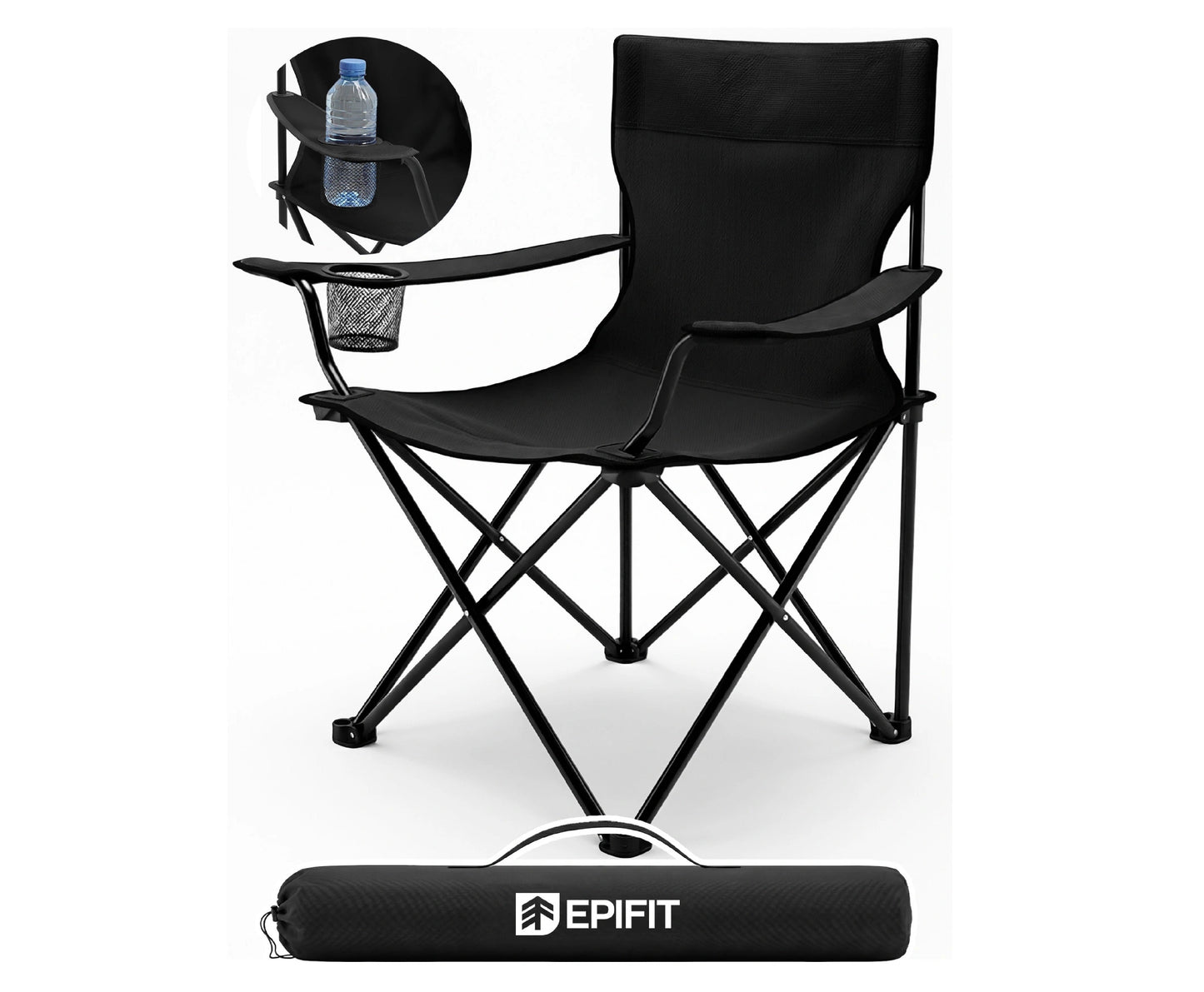 Scaun pliabil pentru camping EpiFit GO100, negru, capacitate maxima 120 kg, MalTec 114248