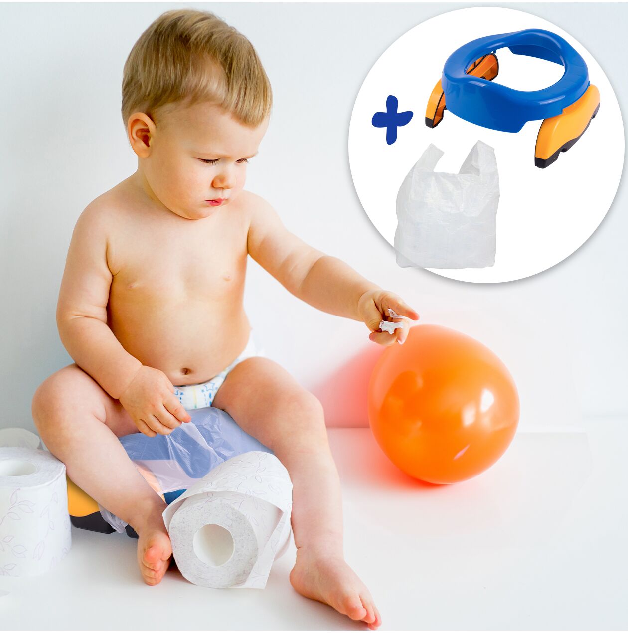 Olita portabila 2 in 1 pentru copii (suport toaleta si olita), albastru, MalPlay 111555