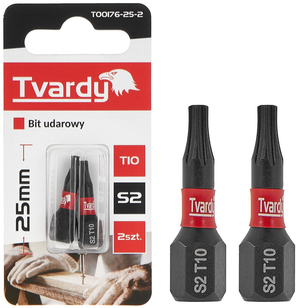 Set biti de impact T10, 25 mm S2, Tvardy T00176-25-2