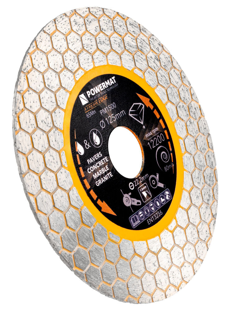 Disc diamantat hexagonal pentru ceramica PM-TDCS-1256T, 125 mm, Powermat PM1500