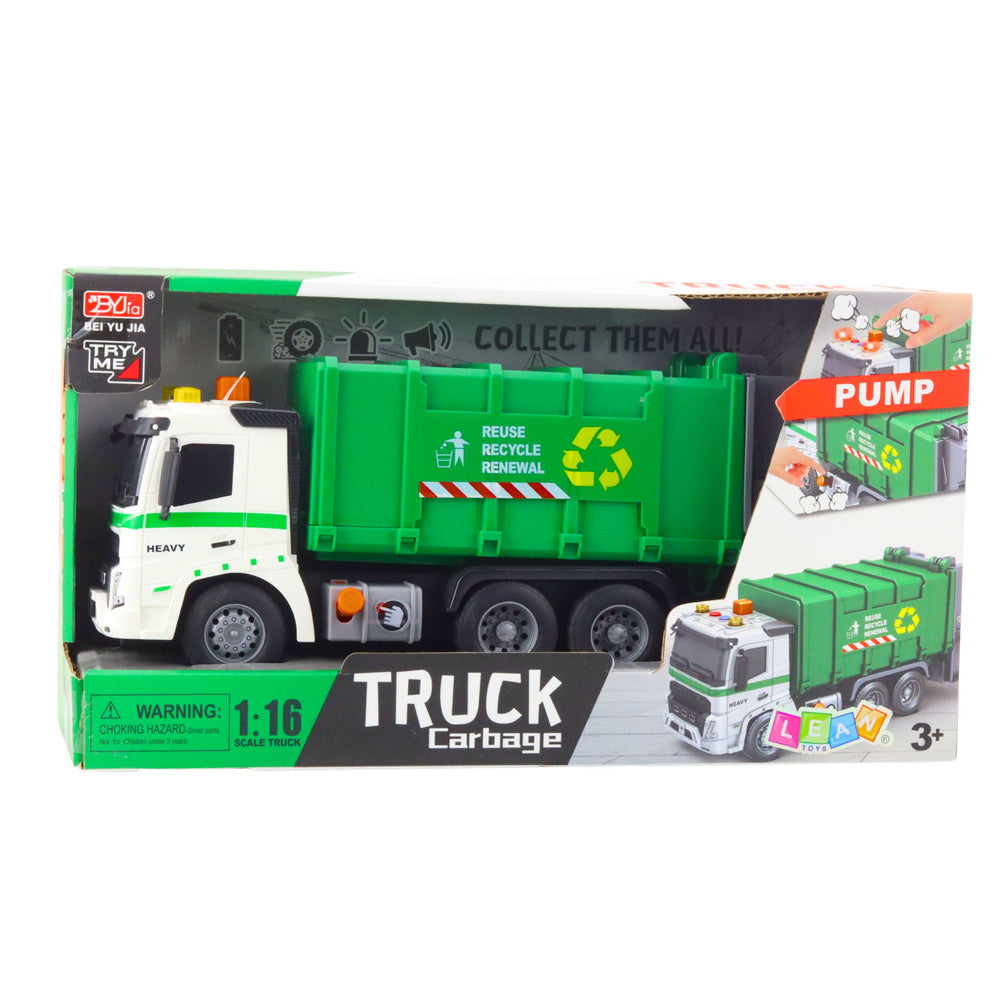 Camion de gunoi, efecte sonore si luminoase, verde, Lean 27532