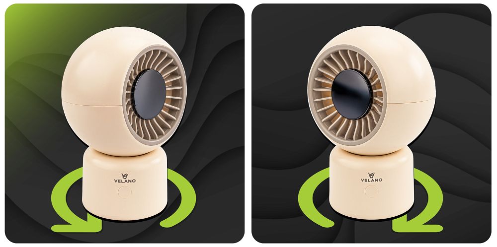 Mini ventilator de birou Velano, capacitate baterie 3600 mAh, Powermat VELWEBS0010