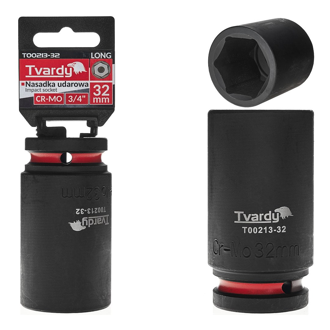 Cheie tubulara de impact in 6 puncte 3 / 4", 32 mm, Cr-Mo, Tvardy T00213-32