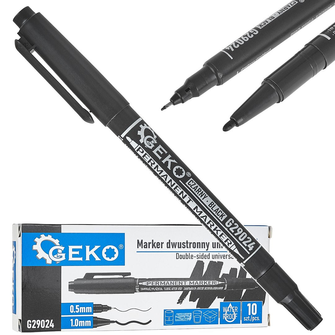 Set markere permanente cu 2 capete, 10 bucati, Geko G29024