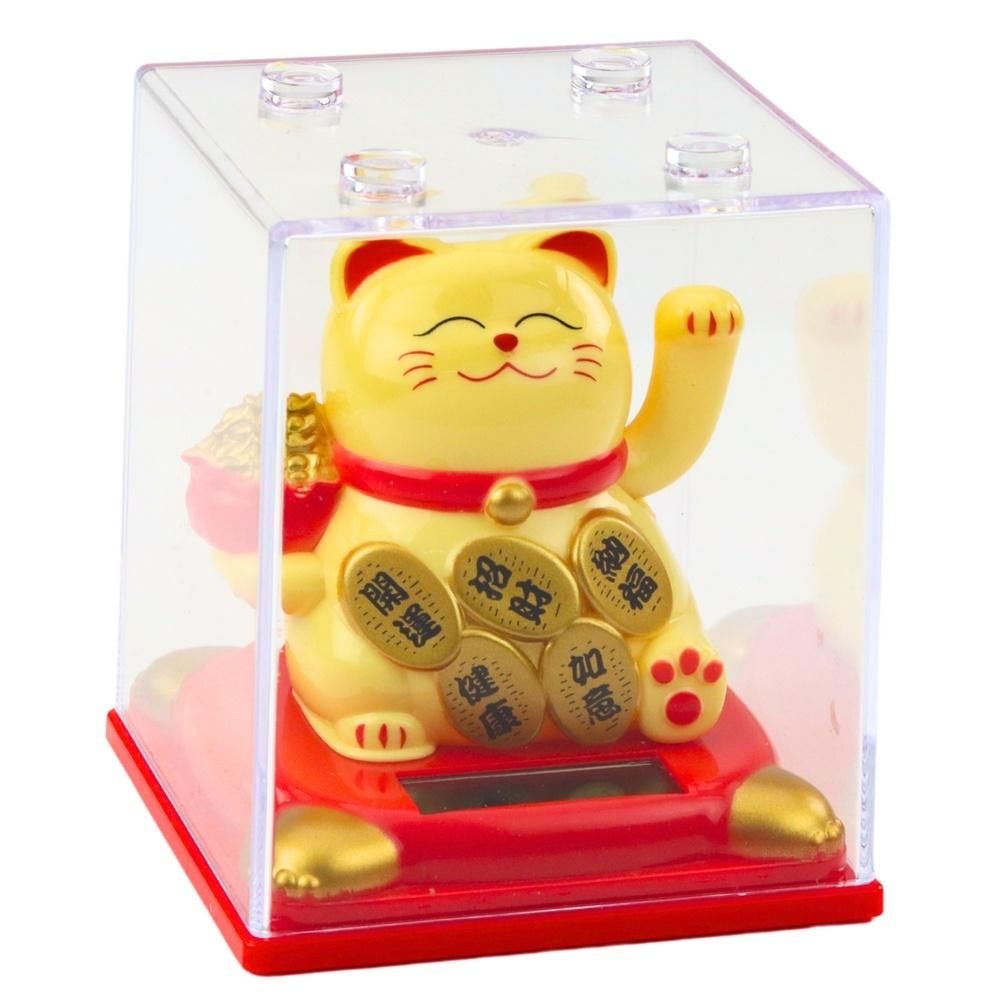 Figurina pisica chinezeasca norocoasa cu mecanism solar, 9.5 x 8 x 8 cm, Lean 24556