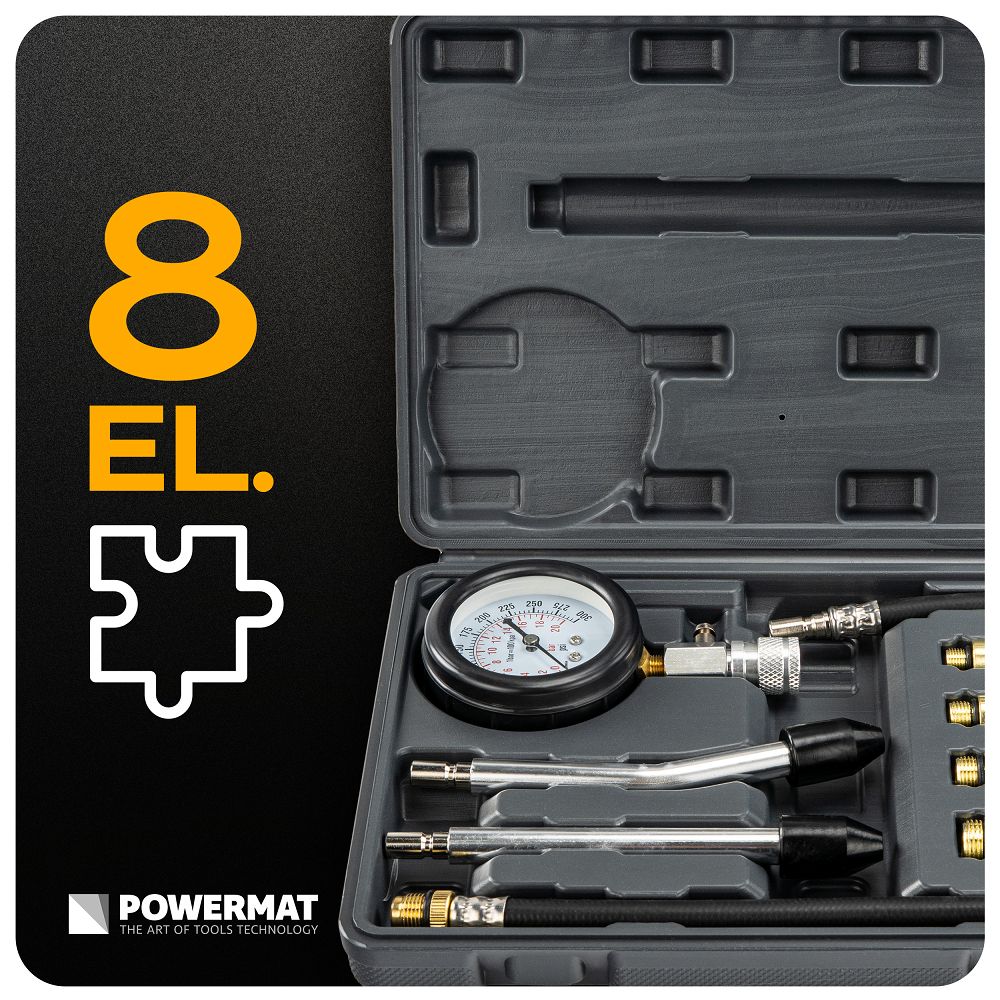 Tester compresie motoare benzina PM-MCSB-8T, 8 bucati, Powermat PM1522