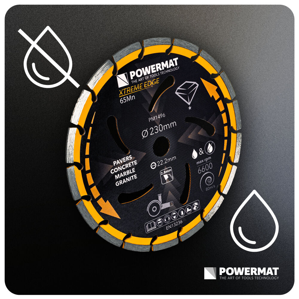Disc diamantat segmentat PM-TDCS-2302T, 230 mm, Powermat PM1496