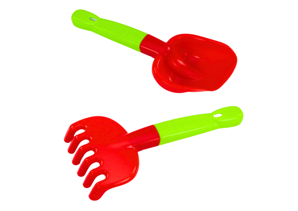 Set jucarii pentru nisip, lopata, grebla, 4 forme, multicolor, 6 elemente, Lean 14563
