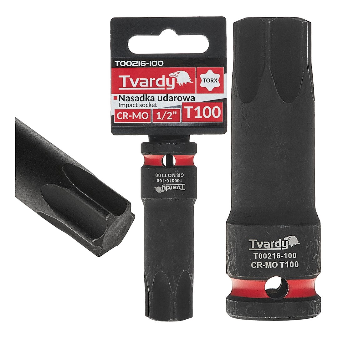 Cheie tubulara de impact TORX 1 / 2", T100, Cr-Mo, Tvardy T00216-100