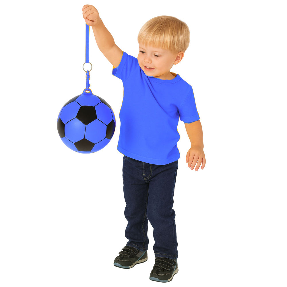 Minge de fotbal din cauciuc cu maner, albastru, 22 cm, Lean 27223