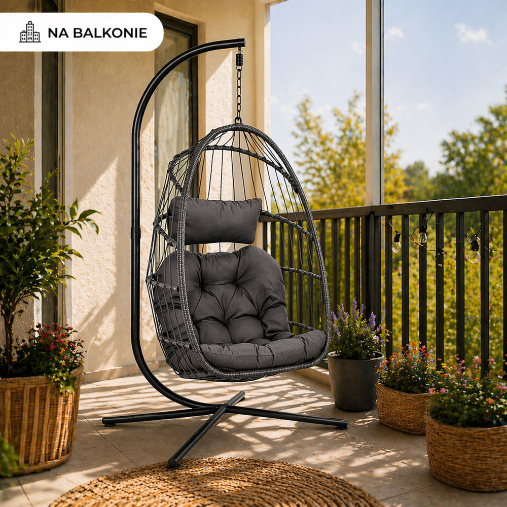 Balansoar suspendat de gradina Cocoon, 192 cm, gri, Lean 30645