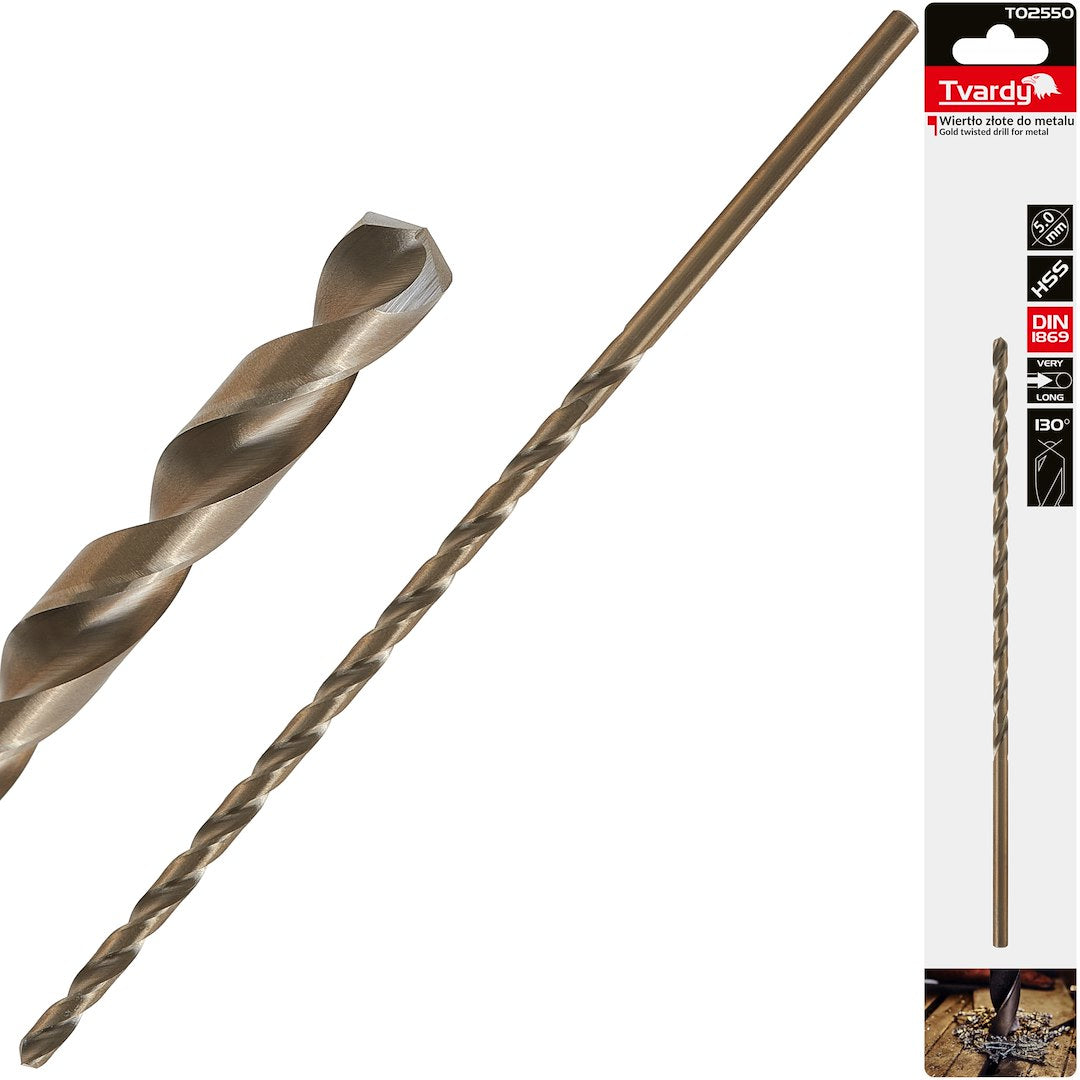 Burghiu HSS pentru metal 5 x 195 mm DIN1869, Tvardy T02550