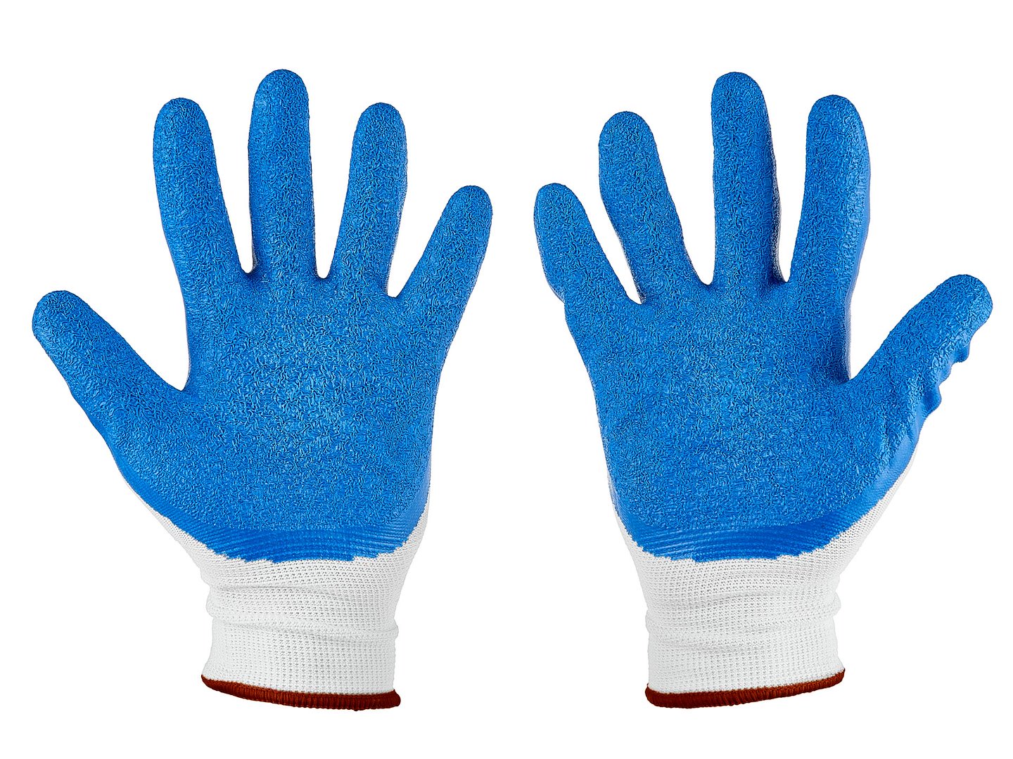 Manusi de protectie din poliester acoperite cu latex, marimea 9, alb / albastru, Geko G75048