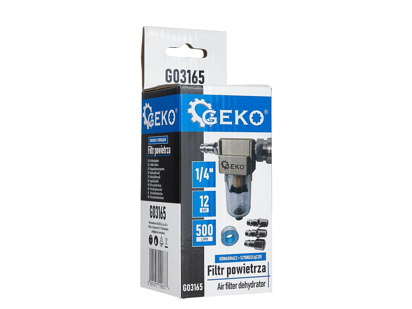 Filtru de aer cu decantor si reductor 1 / 4" cu conectori rapizi, Geko G03165