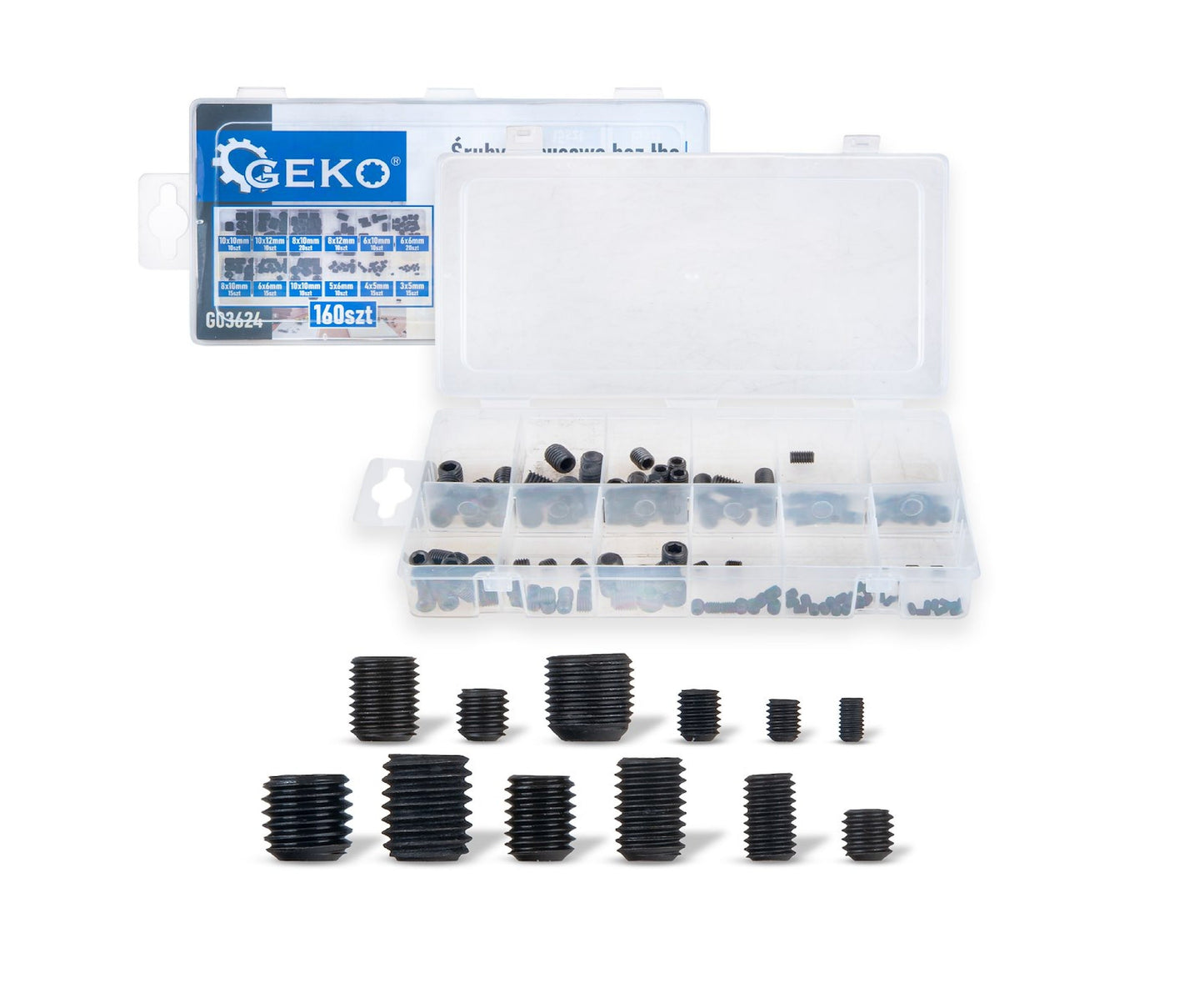 Set suruburi fara cap, 160 bucati, Geko G03624