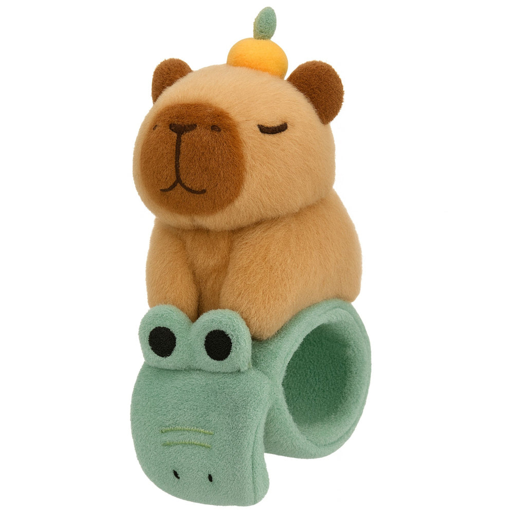 Bratara de plus crocodil si capibara, verde / maro, 23 cm, Lean 27544