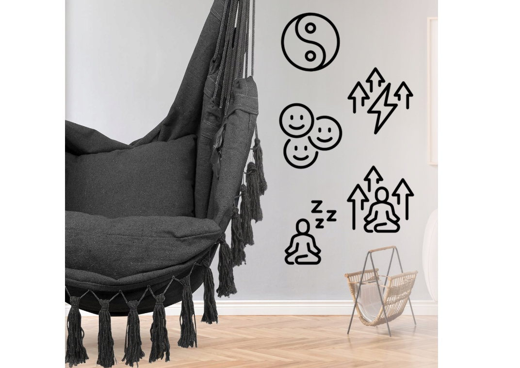 Balansoar suspendat cu perne, negru, 40 x 40 cm, MalTec 112864