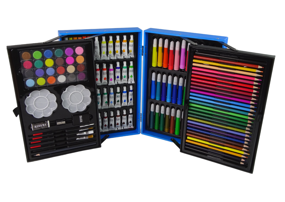 Trusa de pictura si desen, valiza cu model unicorn, 145 piese, Lean 12849