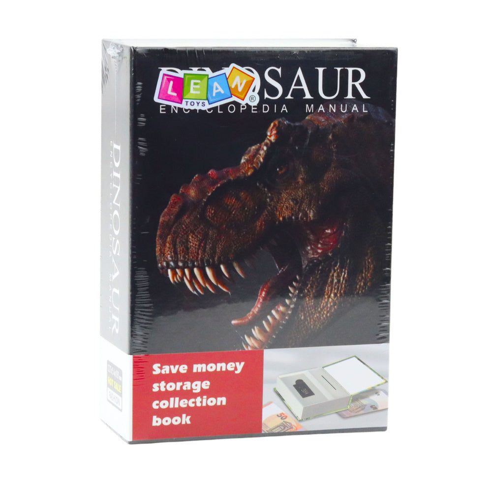 Cutie de valori Carte cu dinozauri, negru, 18,5 × 13 × 6 cm, Lean 23490