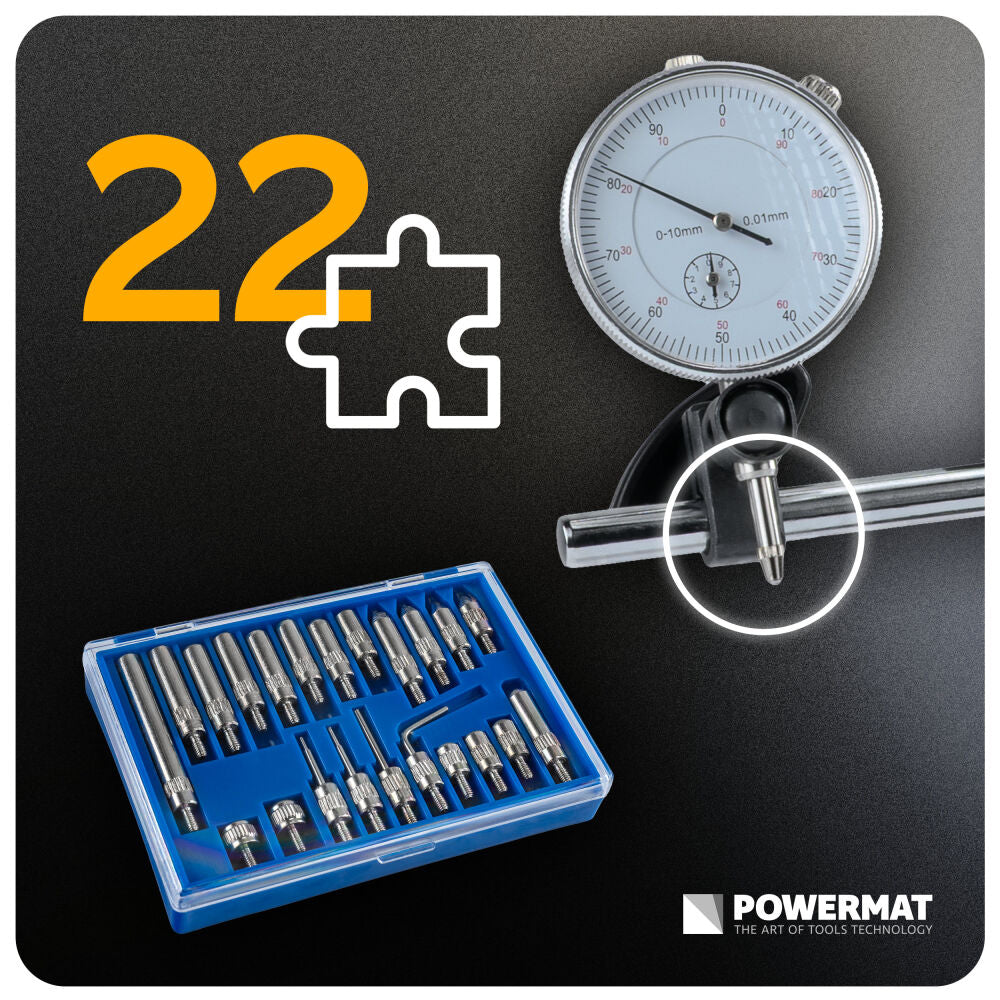 Set ceas comparator cu suport magnetic PM-CZ-10T, 0-10 mm, Powermat PM1521
