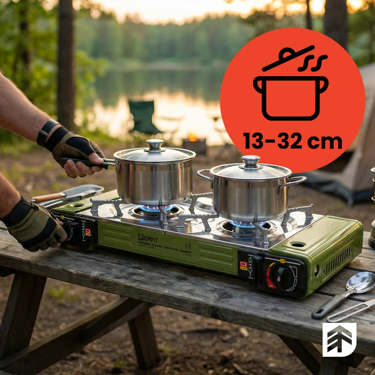 Aragaz de camping cu 2 arzatoare SPARK100 DOUBLE, verde, 2 x 2500 W, MalTec 114503