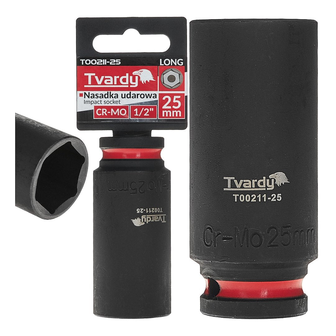 Cheie tubulara de impact in 6 puncte 1 / 2", 25 mm, Cr-Mo, Tvardy T00211-25