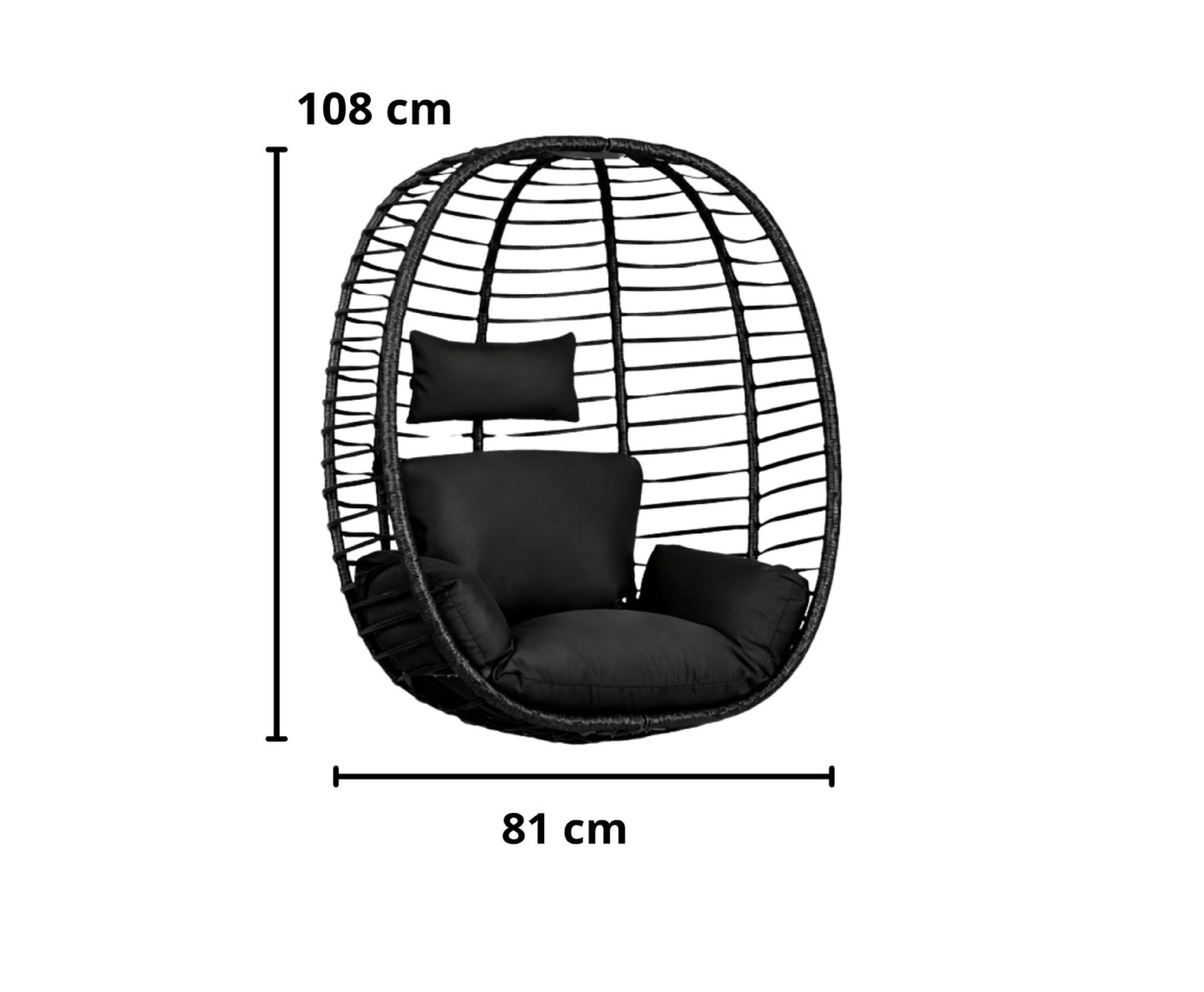 Balansoar suspendat de gradina Cocoon, negru, 194 cm, Lean 30646