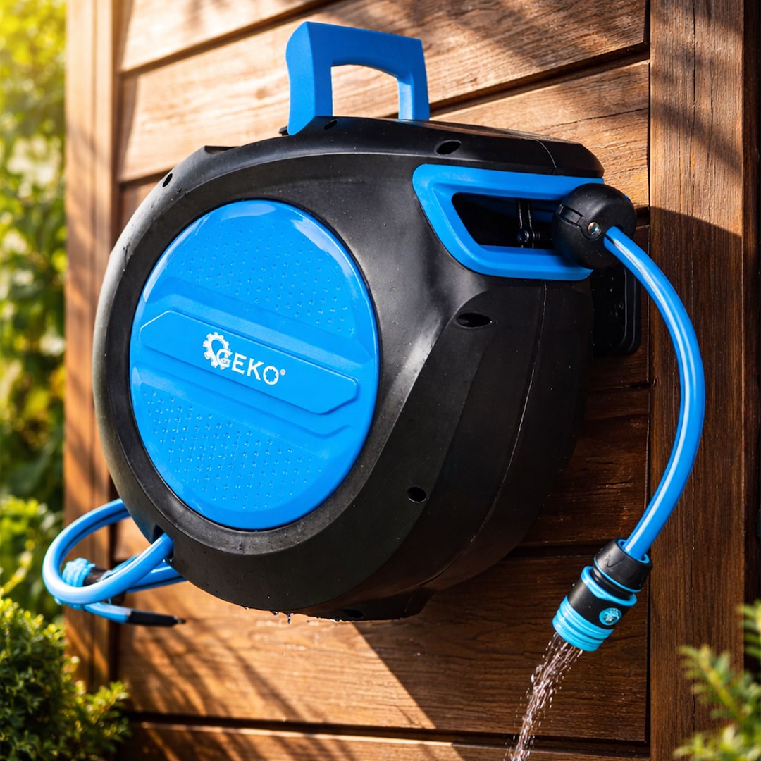 Furtun de gradina cu tambur automat Sky-Line, 1 / 2", 20 m, Geko G72980