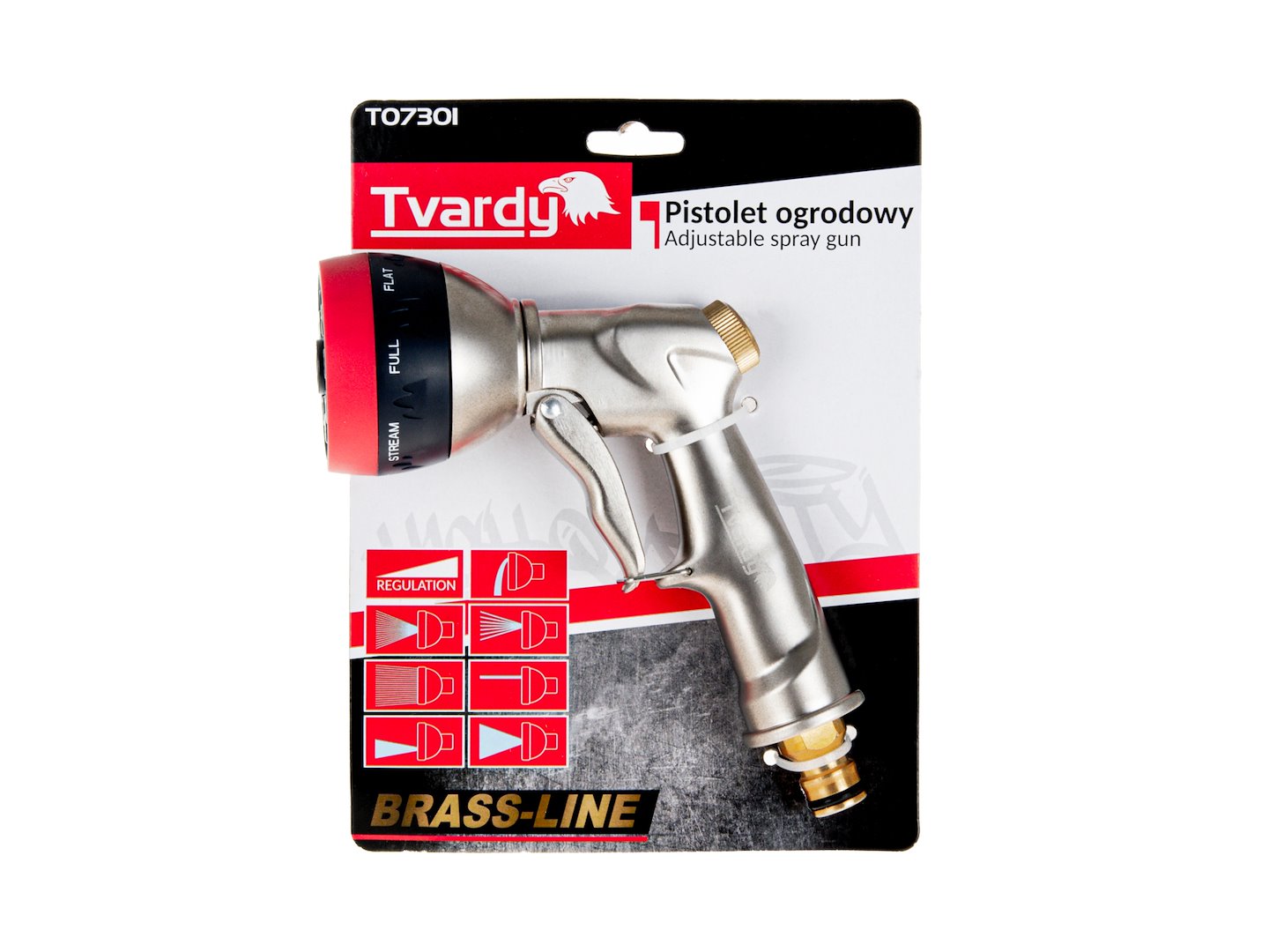 Pistol de pulverizare reglabil cu 8 functii Brass-Line, Tvardy T07301
