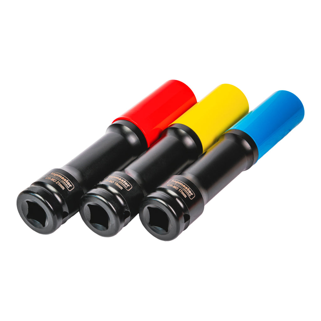 Set tubulare de impact, 1/2" 17,19,21mm cu protectie 150 mm, Topmaster 338807
