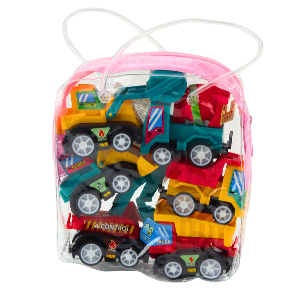 Set 6 autovehicule de constructie cu actionare pull back, 5 x 5 x 3 cm, Lean 25058