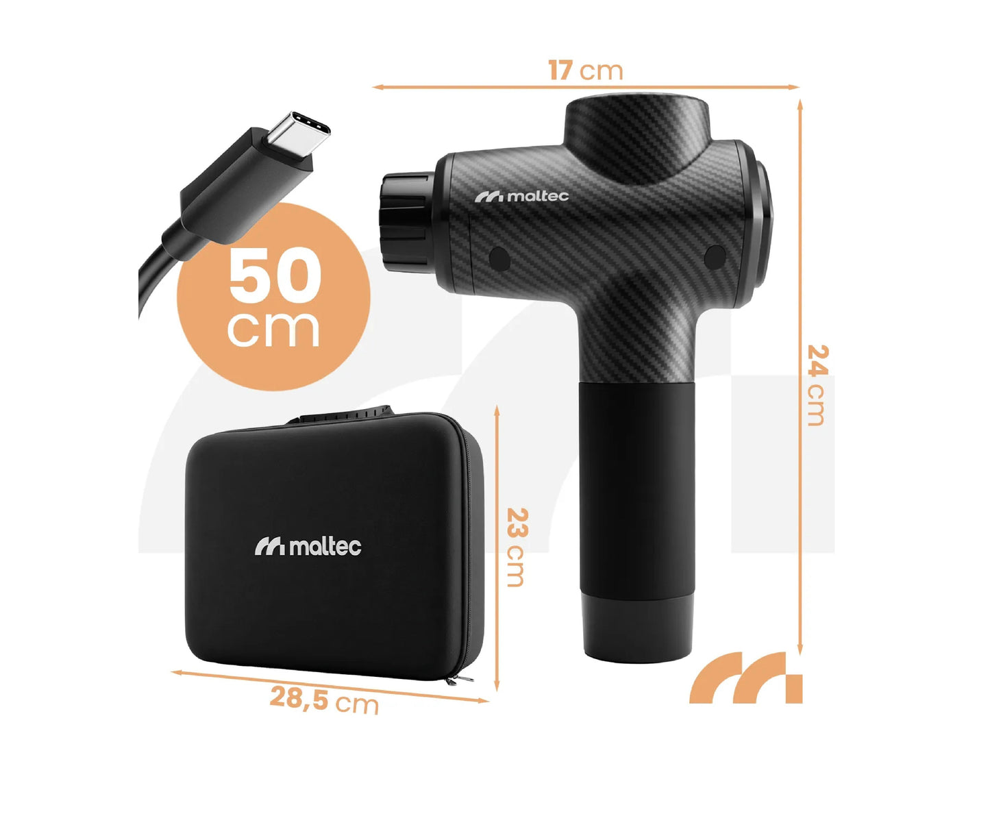 Pistol de masaj cu 10 capete interschimbabile, afisaj LCD, 20 viteze, MalTec 113858