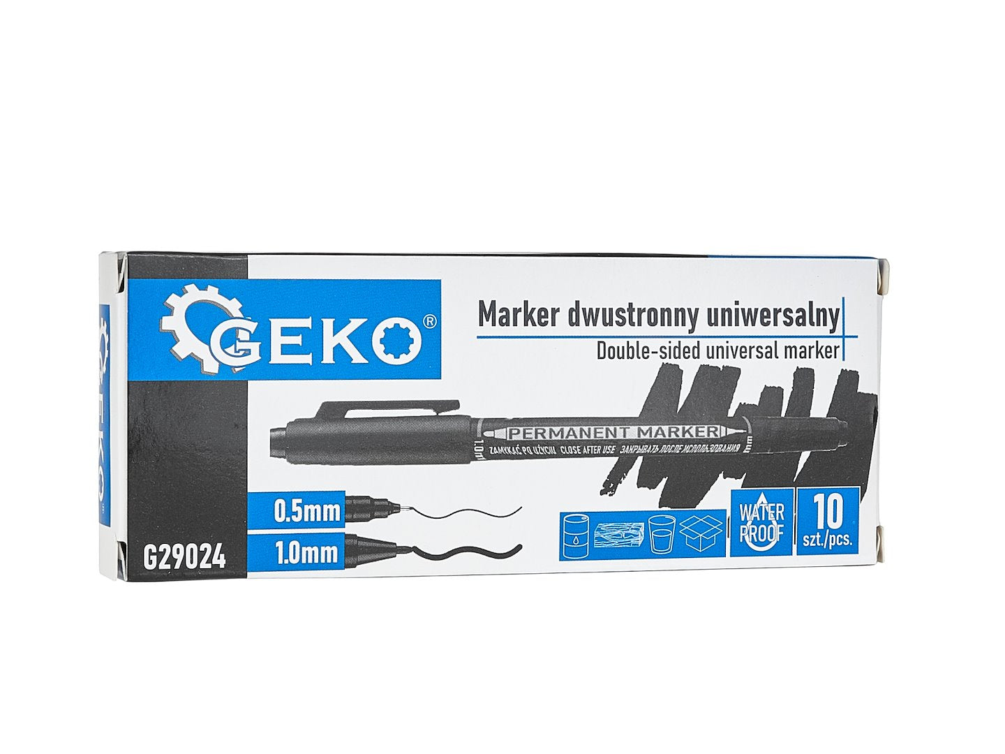 Set markere permanente cu 2 capete, 10 bucati, Geko G29024