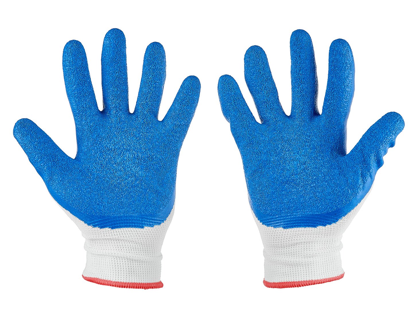 Manusi de protectie din poliester si acoperite cu latex, marimea 7, alb / albastru, Geko G75046