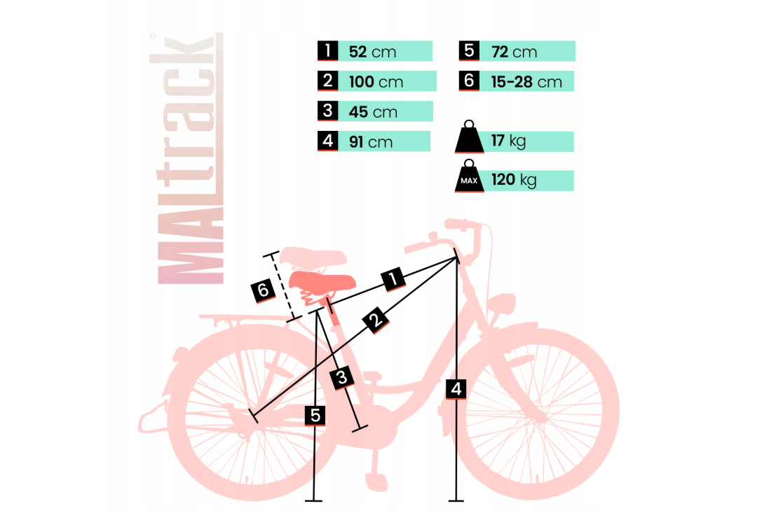 Bicicleta de oras pentru femei cu cos, diametru roata 28", diametru cadru 18", roz lapte, MalTrack 110675