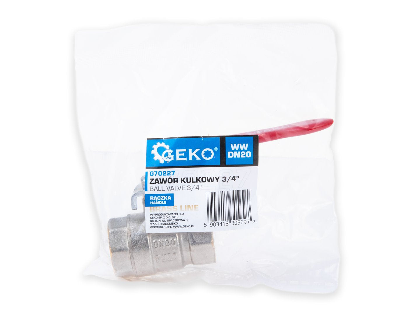Robinet cu bila 3/4" WW DN20 cu garnitura de etansare, Geko G70227