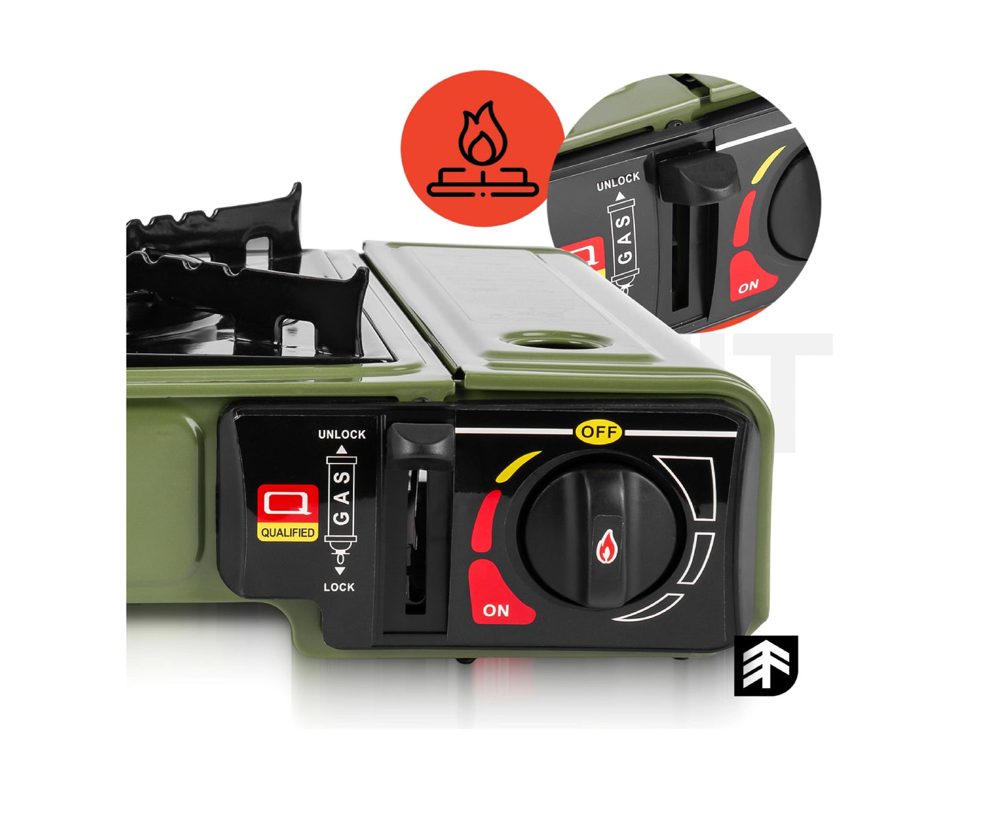 Aragaz de camping cu 2 arzatoare SPARK100 DOUBLE, verde, 2 x 2500 W, MalTec 114503