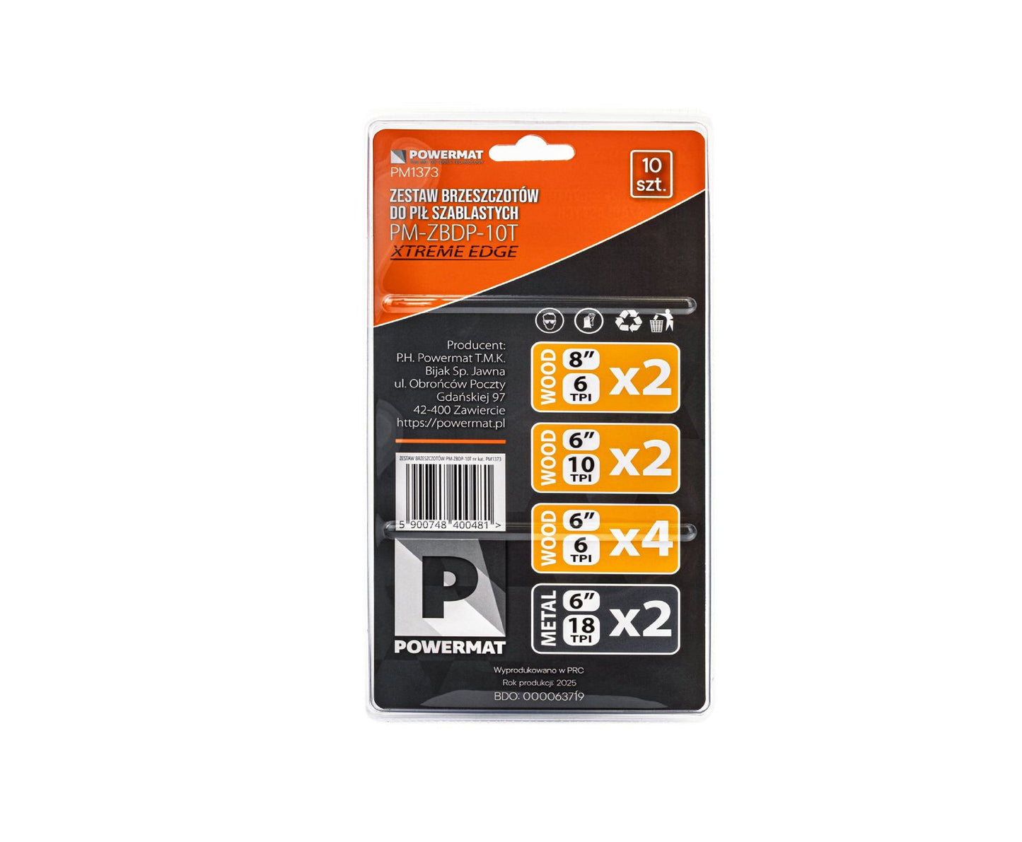 Set lame pentru fierastrau sabie PM-ZBDP10T, 10 bucati, Powermat PM1373