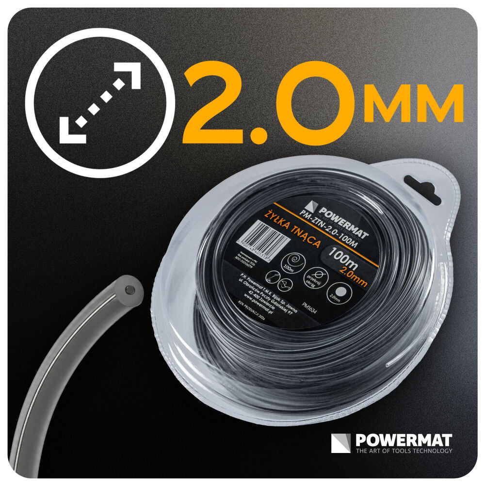Fir rotund pentru motocoasa PM-ZTN-2.0-100M, 100 m, Powermat PM1634