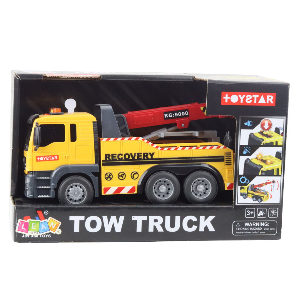 Camion de constructie cu macara, efecte luminoase si sonore, 25 x 11.5 x 8.5 cm, Lean 21452