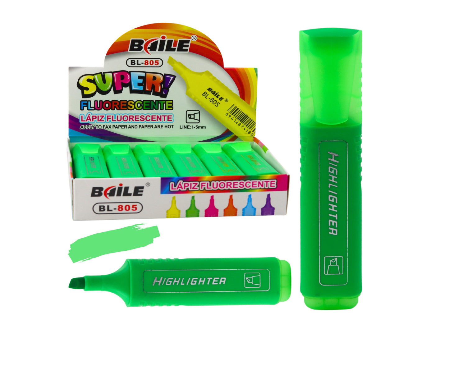 Marker evidentiator pentru notite, verde neon, Lean 21518