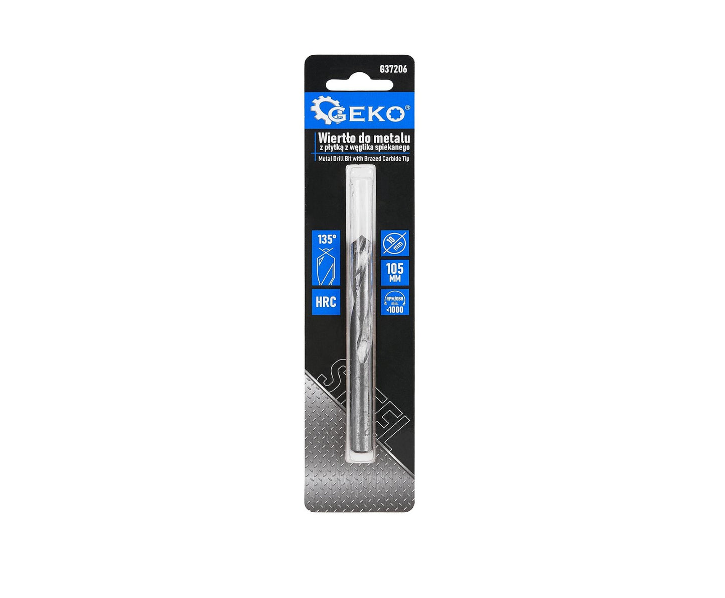Burghiu pentru metal cu insertie de carbura, 10 x 105 mm, Geko G37206