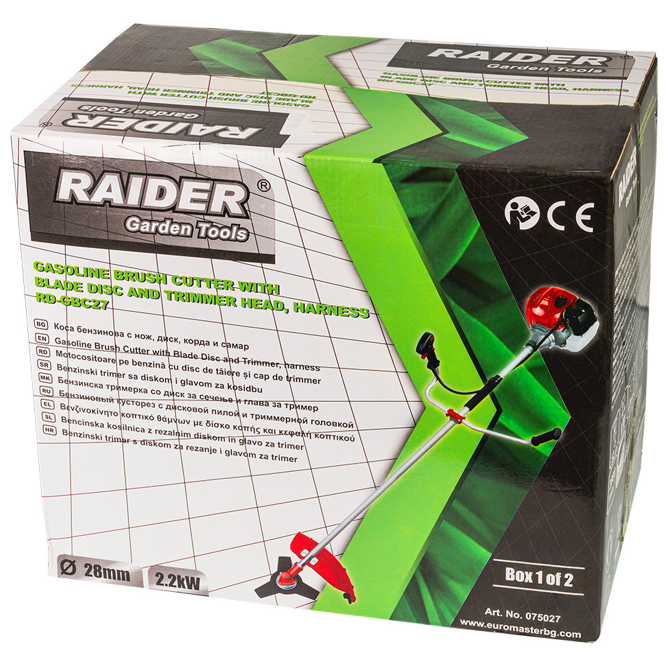 Motocoasa pe benzina cu accesorii RD-GBC27 2K, 2.2 kW, 28 mm, Raider 075027