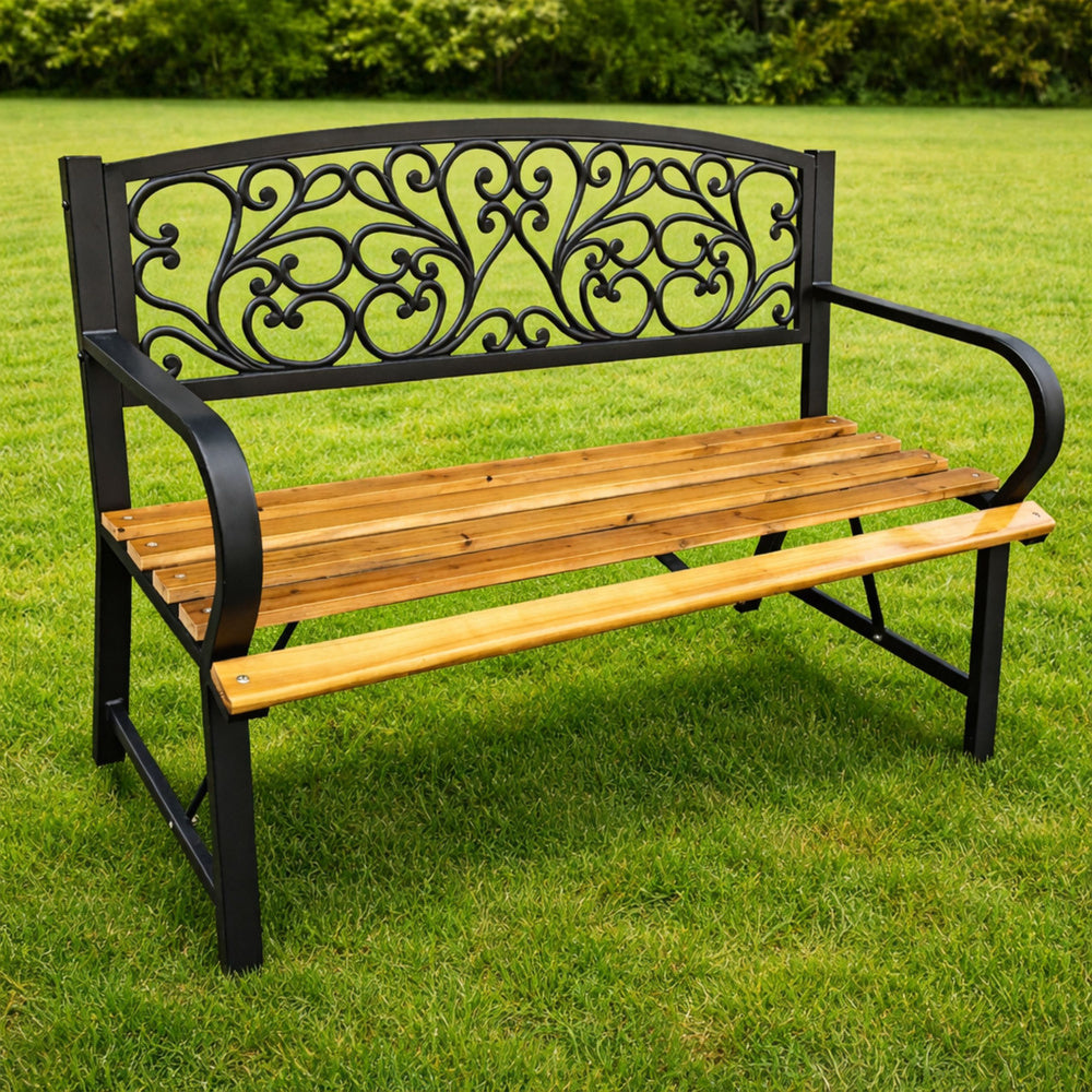 Banca dce lucru Park Terrace cu spatar metalic, 118 cm, Lean 29326