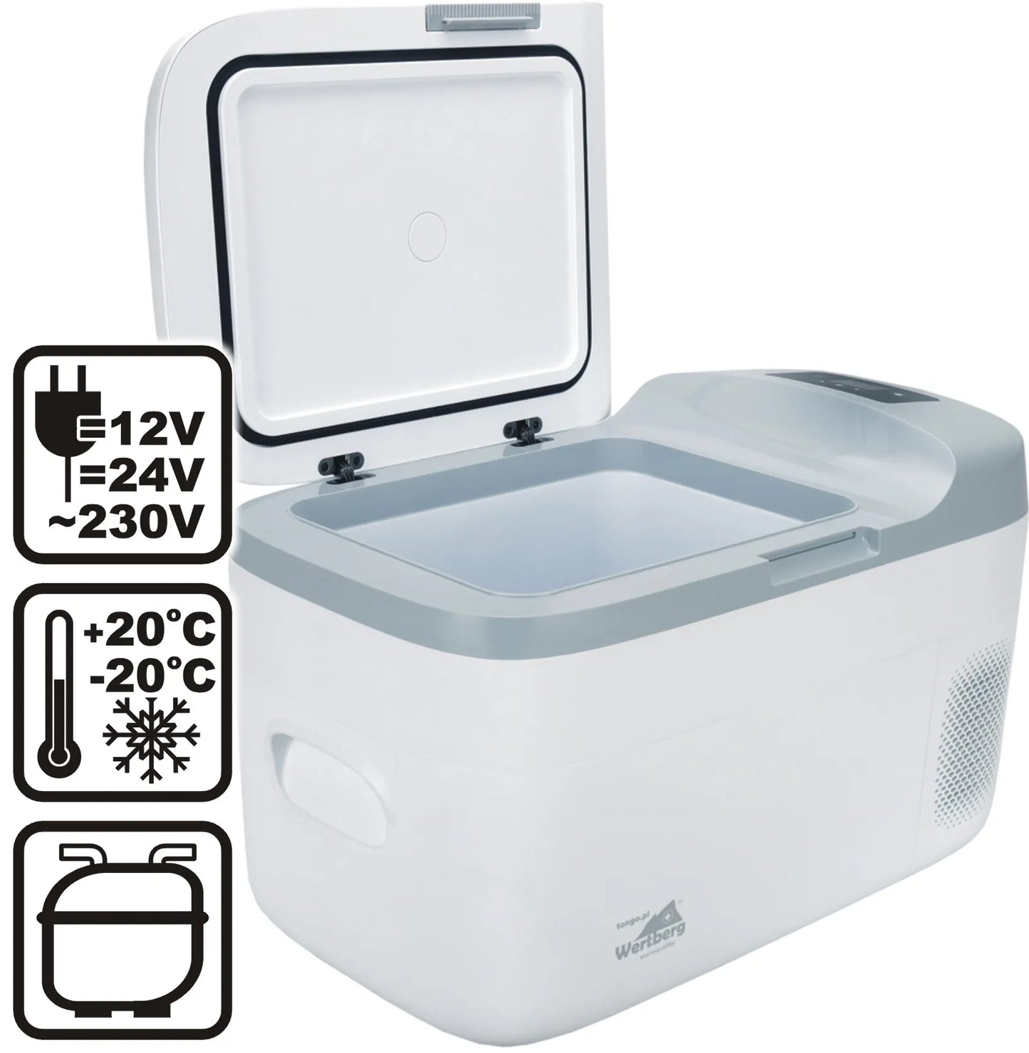 Frigider auto cu compresor 21 L Wertberg LT-2.25 BT, Bluetooth, Tuya Smart, 12V/24V/230V, Racire si Congelare -20°C, Harder HD1828