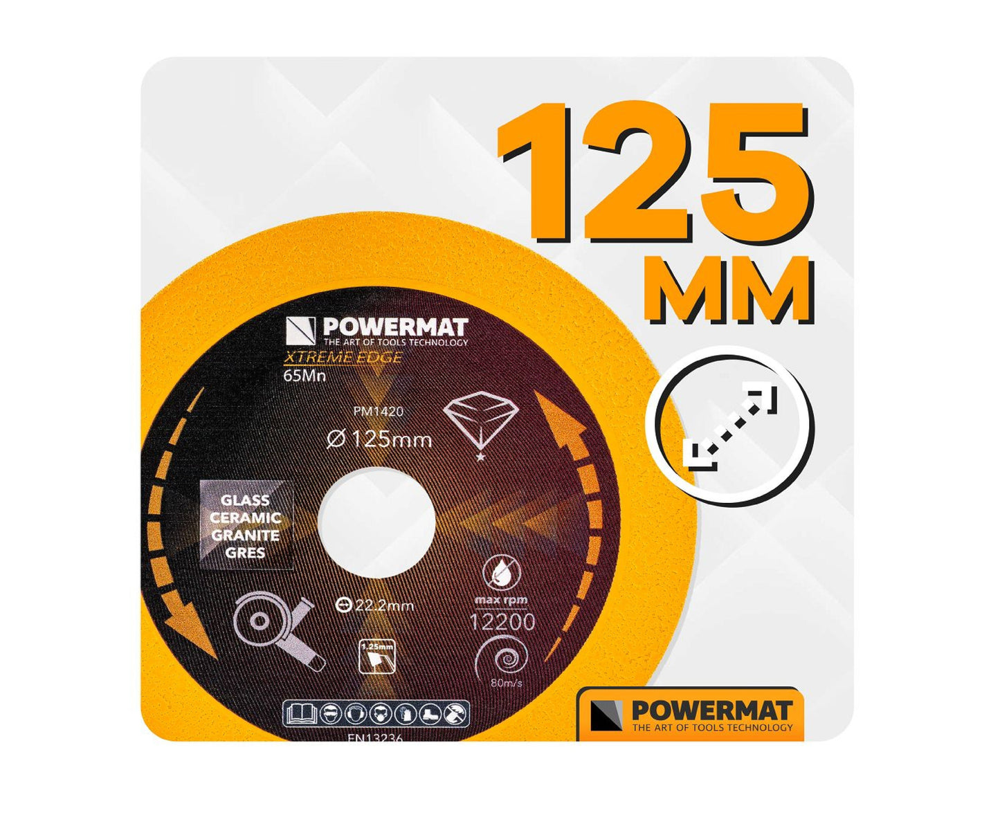 Disc diamantat pentru gresie si ceramica PM-TDCS-1251T, 125 mm, Powermat PM1420