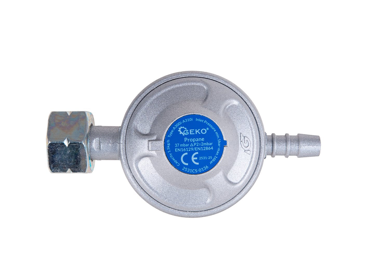 Set racord gaz propan butan – regulator, cleme si furtun, 2 m, Geko G80543