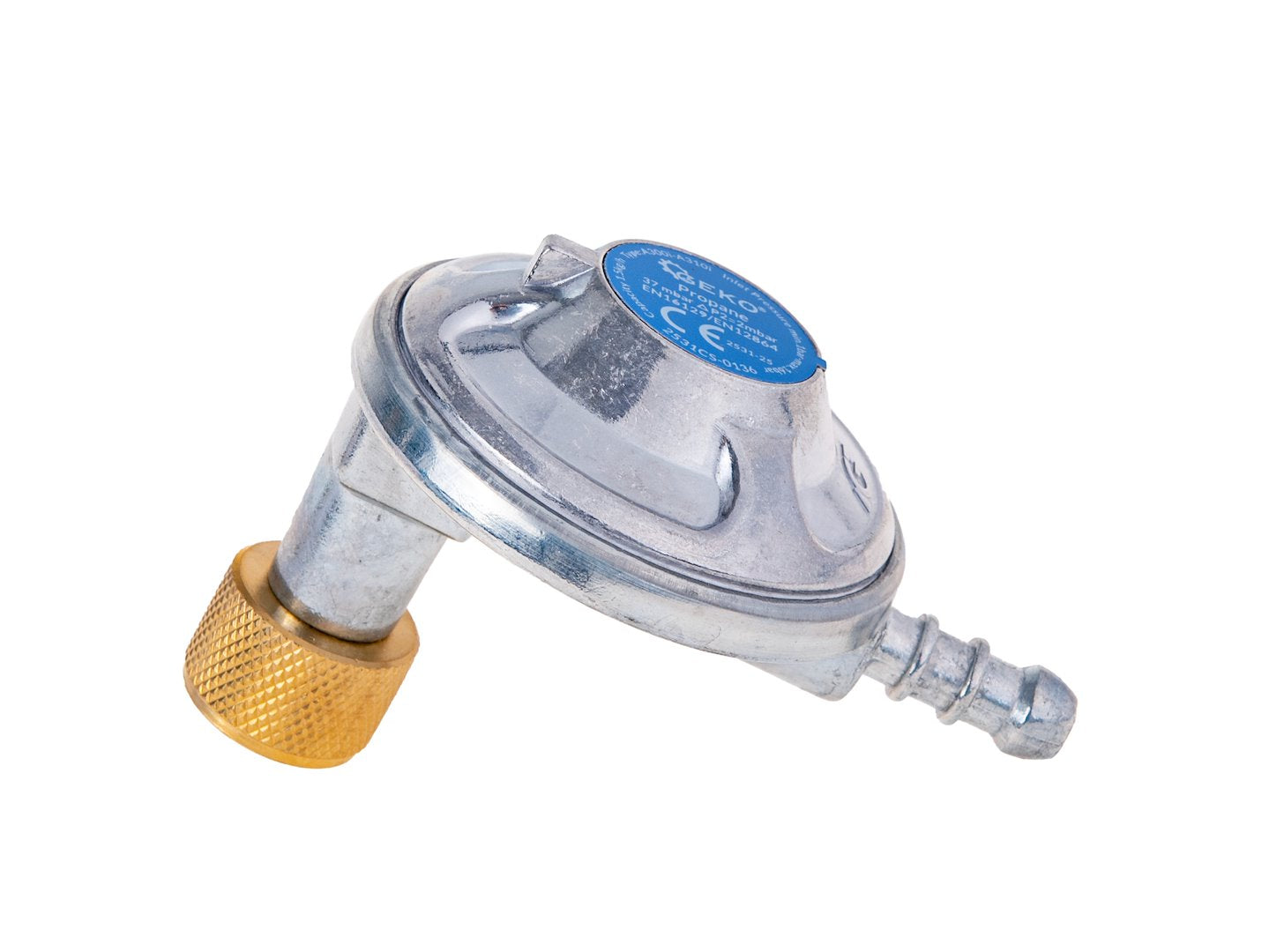 Set racord gaz propan butan – regulator unghiular, cleme si furtun, 2 m, Geko G80544